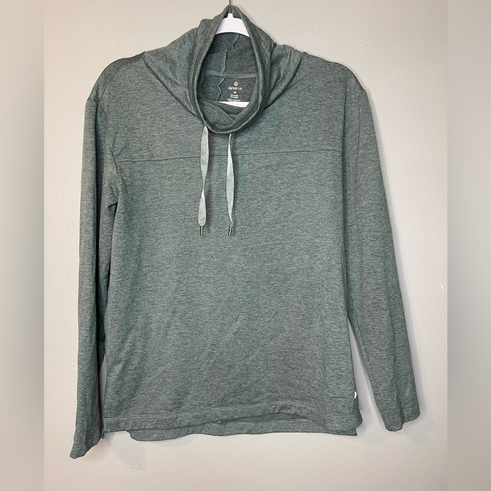 APANA Men’s Grey Cowl Neck Drawstring Athletic Long Sleeve Pullover Sweater Med